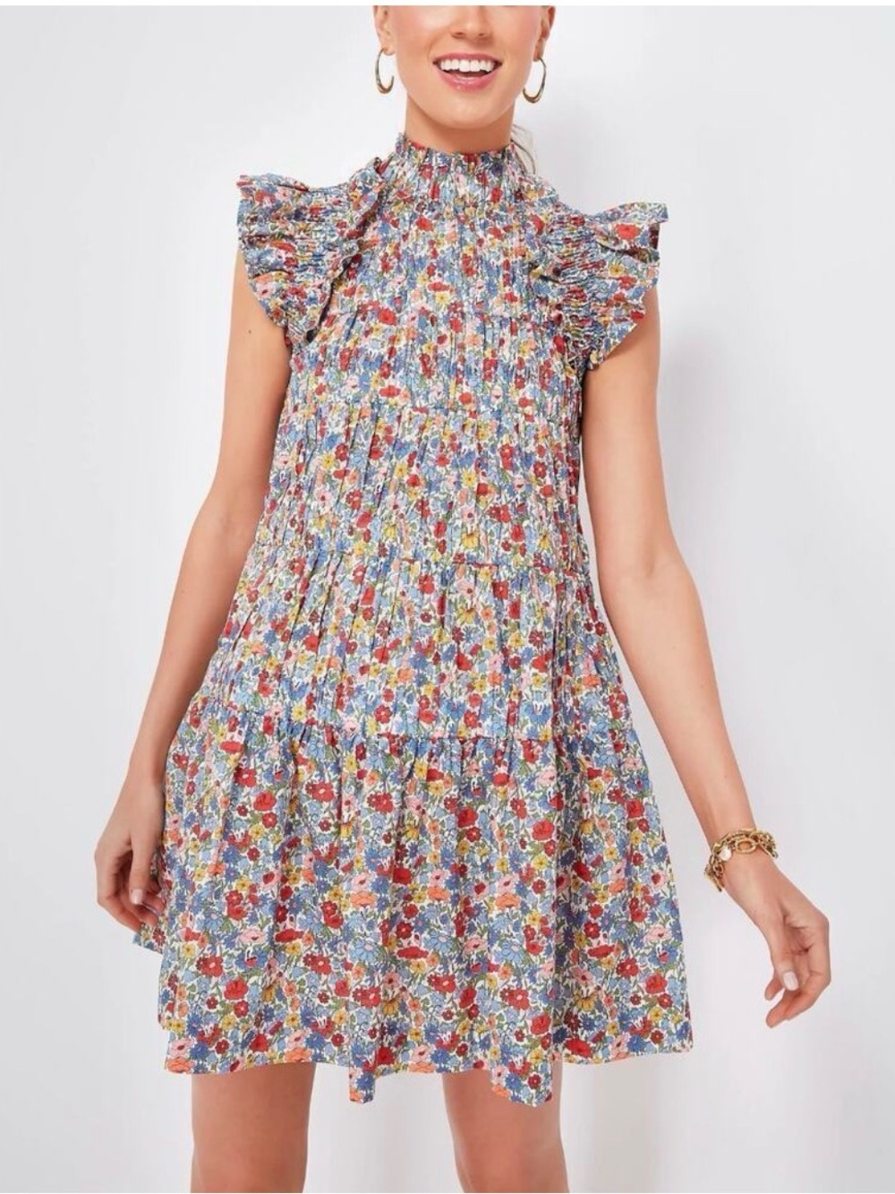 Sea New York Medium Mini Dress Flutter Sleeve Liberty Floral Fabric